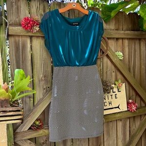 Women’s Black & White Polka Dot bottom, Teal top Dress